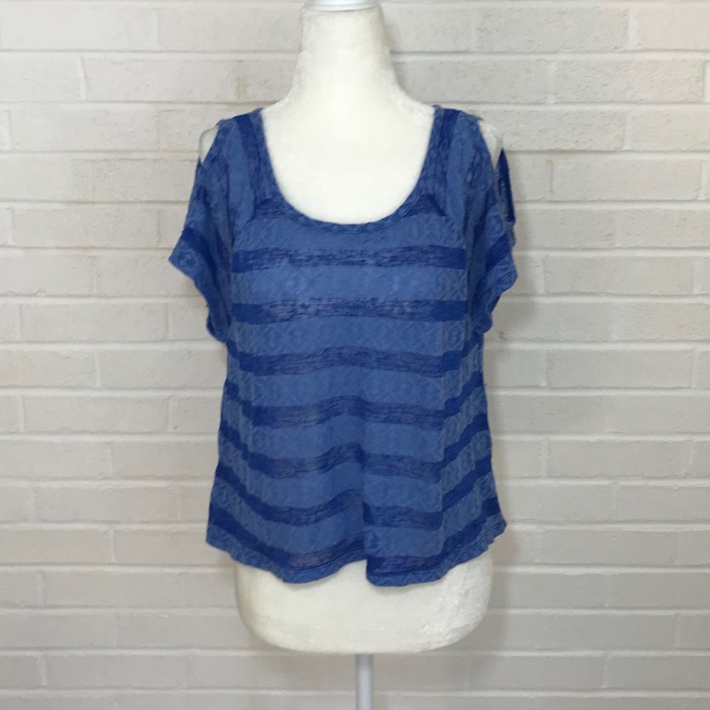 Striped Shirt w/ Cold Shoulders